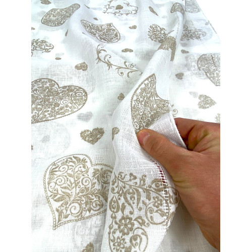 Coppia TENDINA a vetro Cuore Beige larga cm. 60 da Finestra e da Porta